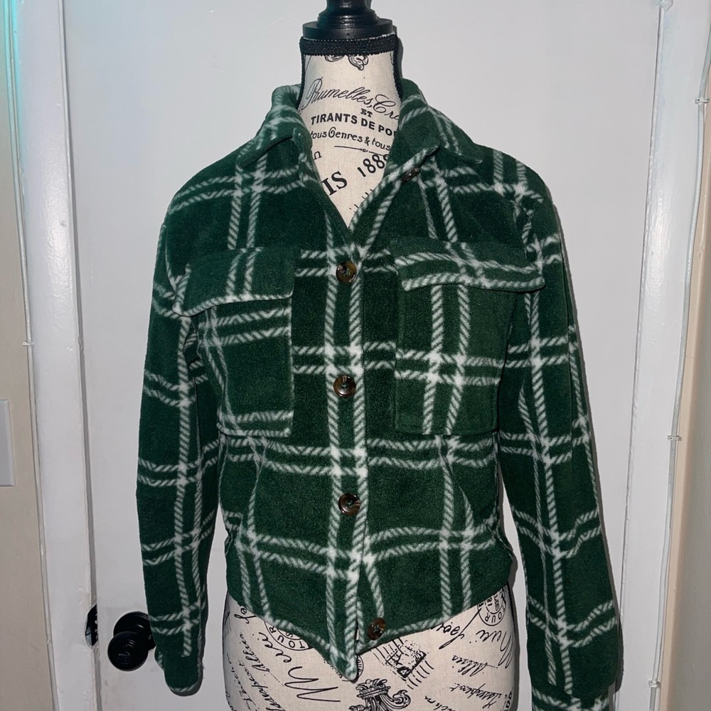 Plaid Green Teddy Jacket for Women